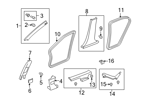 2009 Honda Accord Interior Trim - Pillars, Rocker & Floor Garnish Assy., R. Center Pillar (Lower) *NH167L* (GRAPHITE BLACK) Diagram for 84121-TA0-A01ZA