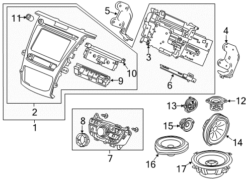 2015 Acura TLX Navigation System Cover, Air Conditioner Diagram for 39543-TZ3-A01