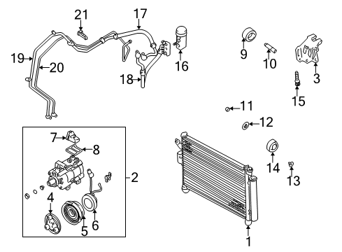 2004 Hyundai Accent A/C Condenser, Compressor & Lines Hose-Cooler Line Suction Diagram for 97763-25100