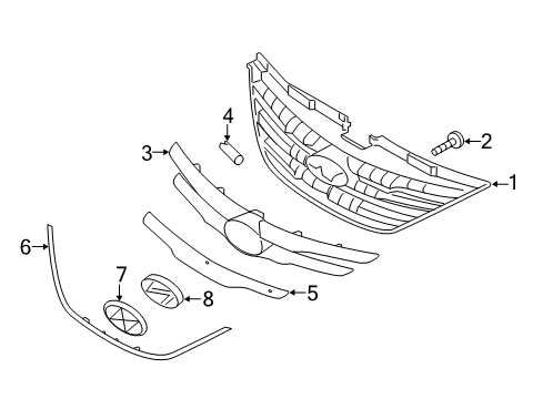 2014 Hyundai Sonata Grille & Components Screw-Tapping Diagram for 12493-03121