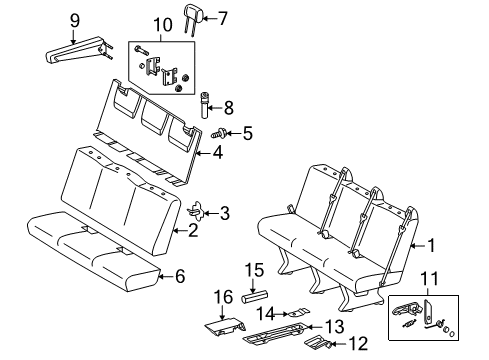 2003 Dodge Sprinter 2500 Rear Seat Components Rear Seat Three Passenger Cushion Diagram for 5166085AA