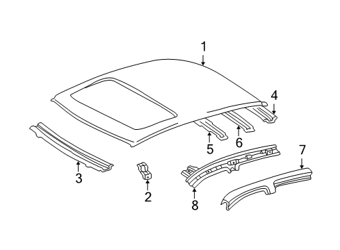 2000 Lexus GS400 Roof & Components Panel, Roof Diagram for 63111-30906