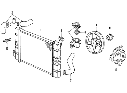 1989 Buick Skylark Cooling System, Radiator, Water Pump, Cooling Fan Hose-Radiator Outlet Diagram for 22540207