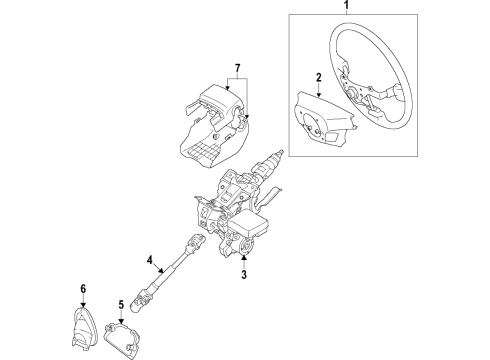 2016 Scion iA Steering Column & Wheel, Steering Gear & Linkage Column Assembly Diagram for 45250-WB011