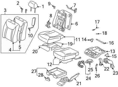 2004 Lexus LS430 Front Seat Components Pad, Front Seat Cushion, LH (For Separate Type) Diagram for 71512-50150