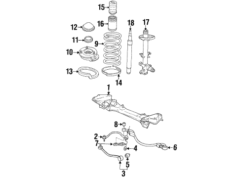 1988 BMW 750iL Front Suspension Components, Lower Control Arm, Stabilizer Bar Insert Shock Absorber Diagram for 31321134409