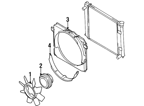 1994 Nissan 300ZX Cooling System, Radiator, Water Pump, Cooling Fan SHROUD-Lower Diagram for 21477-40P00