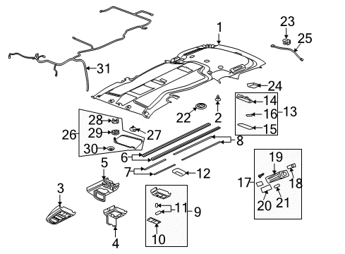 2005 Pontiac Montana Interior Trim - Roof Bulb Diagram for 9425542