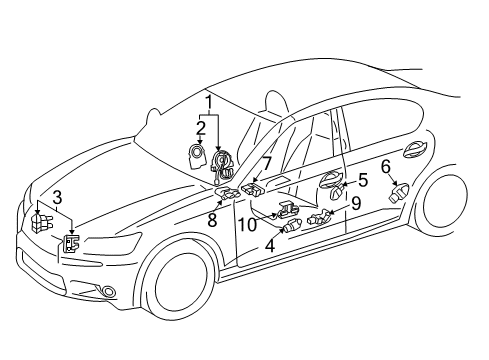 2021 Lexus IS350 Air Bag Components Sensor, Side Air Bag Diagram for 89831-78010