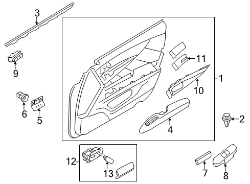 2012 Infiniti M35h Front Door Front Door Armrest, Right Diagram for 80940-1MA0A