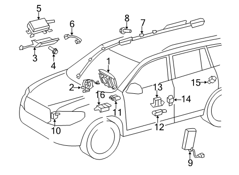 2013 Toyota Highlander Air Bag Components Sensor, Side Air Bag Diagram for 89831-30020