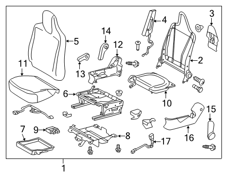 2012 Scion iQ Passenger Seat Components Seat Assembly Diagram for 71100-74350-B1