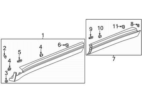 2021 GMC Yukon Exterior Trim - Pillars Rocker Molding Clip Diagram for 11601845