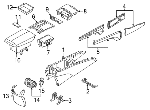 2018 Genesis G80 Center Console Console Armrest Assembly Diagram for 84660-B1CC0-4RR
