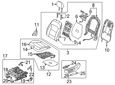 2018 Hyundai Elantra Power Seats Switch Assembly-Power FR Seat LH Diagram for 88540-F2110-4X