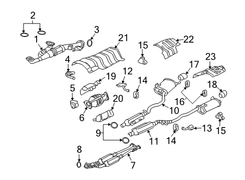 2006 Acura RL Exhaust Components Finisher, Driver Side Exhaust Pipe Diagram for 18320-SJA-A01