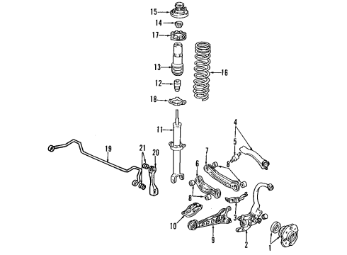 1997 Acura TL Rear Suspension Components, Lower Control Arm, Upper Control Arm, Stabilizer Bar Bush, Rear Stabilizer Holder Diagram for 52315-SZ5-005