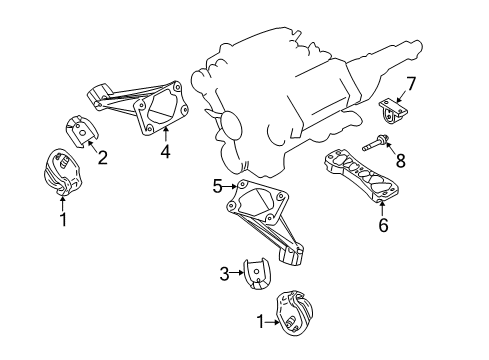 2002 Infiniti Q45 Engine & Trans Mounting Member Assy-Engine Mounting, Rear Diagram for 11331-AR000