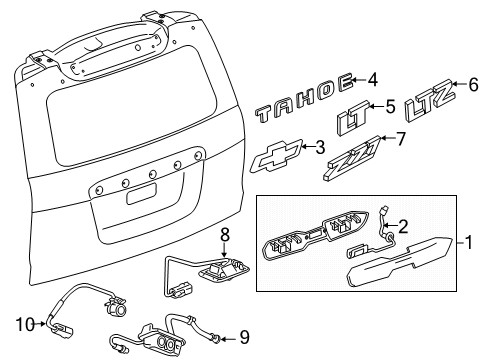 2017 Chevrolet Tahoe Exterior Trim - Lift Gate Emblem Diagram for 84690293