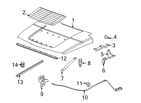 2006 Hummer H3 Hood & Components Assist Cylinder Diagram for 25794897