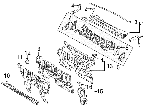 2018 Toyota Camry Cowl Dash Panel Diagram for 55101-06440