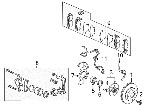 2006 Acura TL Brake Components Circlip, Special Inner (86MM) Diagram for 90681-SDA-A00