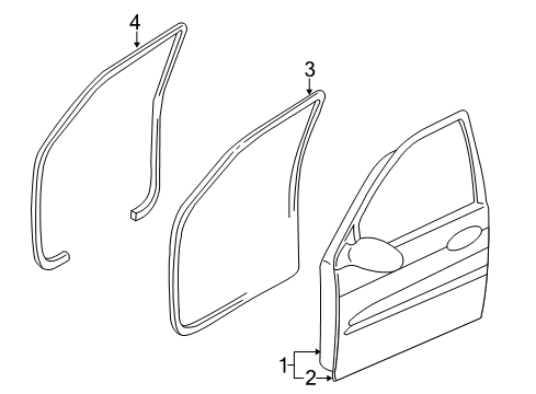 2007 Hyundai Entourage Front Door Weatherstrip-Front Door Body Side RH Diagram for 82120-4D000-CS