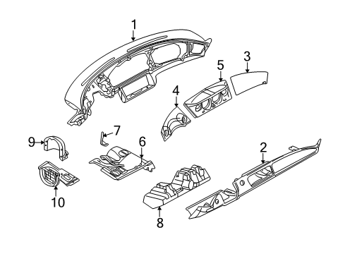 2000 BMW Z8 Instrument Panel Cover, Dashboard, Left Diagram for 51457026258