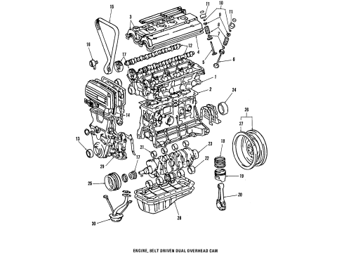 1993 Toyota MR2 Engine Parts, Mounts, Cylinder Head & Valves, Camshaft & Timing, Oil Pan, Oil Pump, Crankshaft & Bearings, Pistons, Rings & Bearings Bearings Diagram for 13041-88360-02