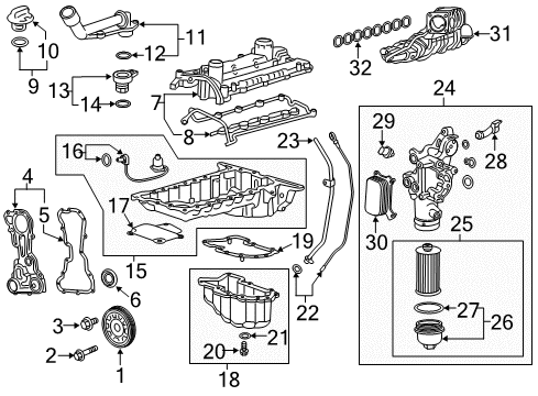 2022 Chevrolet Express 2500 Engine Parts Oil Filter Housing Diagram for 24589583