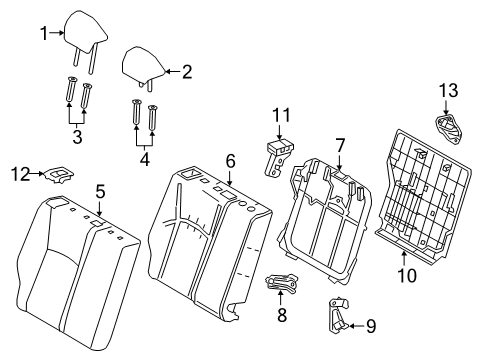 2020 Toyota C-HR Rear Seat Components Seat Back Cover Diagram for 71077-10B70-C3