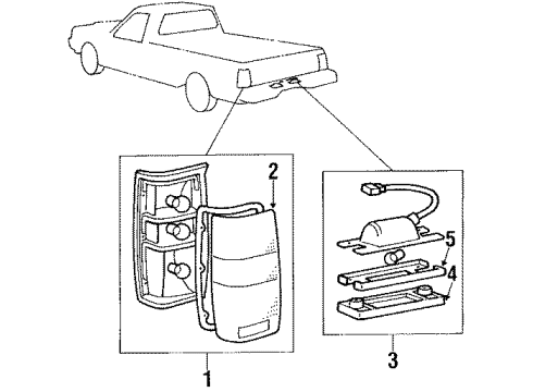 1995 Mitsubishi Mighty Max License & Tail Lamps Lens Diagram for MB415346