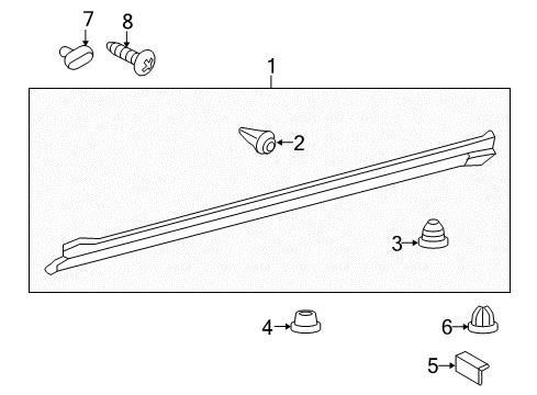 2011 Toyota 4Runner Exterior Trim - Pillars, Rocker & Floor Rocker Molding Retainer Diagram for 76924-13020