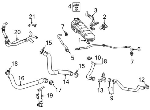 2021 Chevrolet Corvette Radiator Hoses Water Hose Assembly Diagram for 84682279