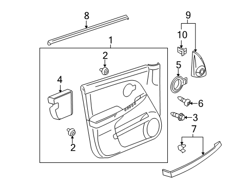 2006 Pontiac Torrent Interior Trim - Front Door Sealing Strip-Front Side Door Window Inner Diagram for 10383048