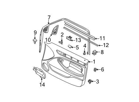 2001 BMW 330xi Interior Trim - Front Door Inner Left Window Channel Cover Diagram for 51338194701