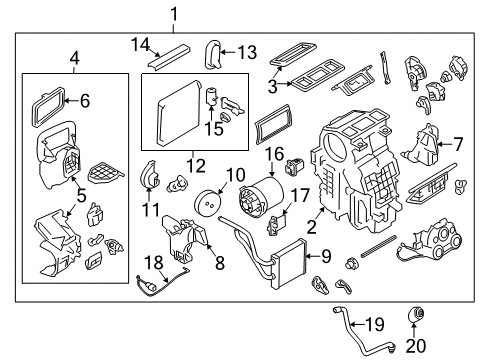 2013 Nissan Versa A/C Evaporator & Heater Components Packing Diagram for 28716-1HS0B