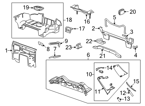 2010 Saturn Sky Rear Body Panel, Floor & Rails Upper Weatherstrip Diagram for 15951989