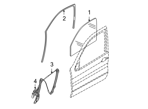 2001 BMW X5 Front Door Front Left Window Guide Diagram for 51327020577