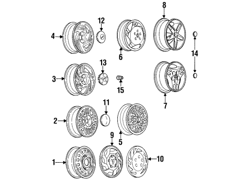 1998 Pontiac Bonneville Wheels, Covers & Trim Wheel, Alloy Diagram for 12365454