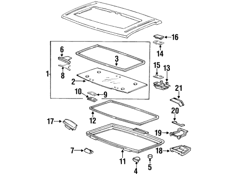 1992 Nissan D21 Sunroof Holder Shade Diagram for 73892-W9070