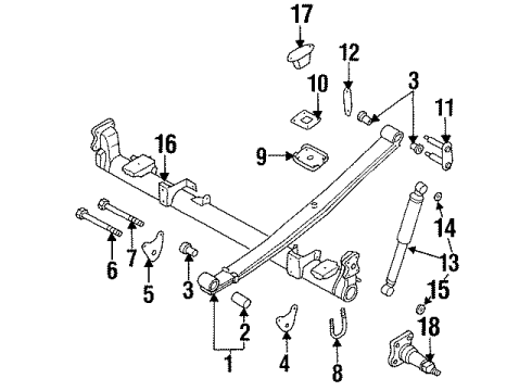 1993 Nissan Quest Rear Suspension Shackle-Rear Spring Diagram for 55222-0B000