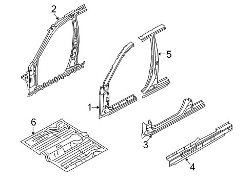 2008 Kia Rio Center Pillar, Hinge Pillar, Rocker, Floor & Rails Panel Assembly-Side SILL Diagram for 651801G000