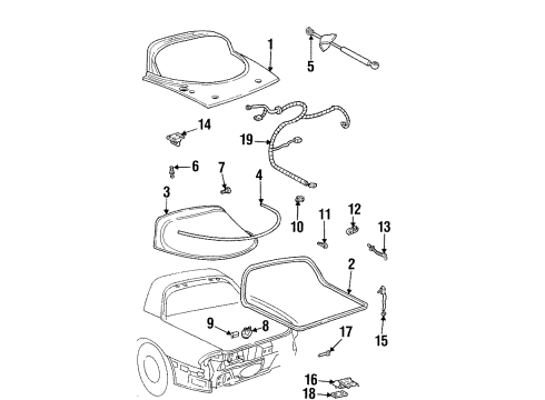 1997 Pontiac Firebird Trunk Strut Asm-Rear Compartment Lift Window Diagram for 10419990