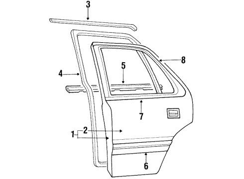 1994 Plymouth Sundance Rear Door & Components, Exterior Trim Molding-Fender Rear Diagram for 5016203AA