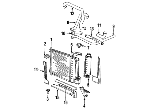 1990 BMW 525i Radiator & Components Water Hose Diagram for 11531722486
