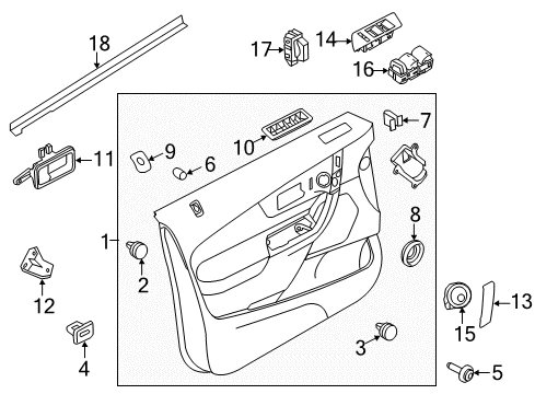 2011 Ford Edge Rear Door Cowl Trim Retainer Diagram for F6DZ-5403552-AA