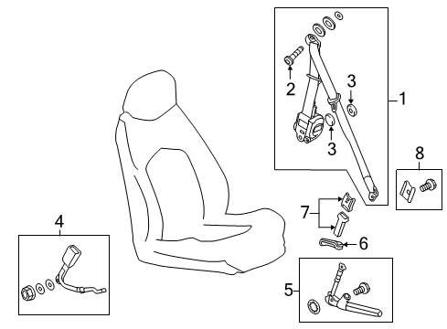 2012 Cadillac CTS Seat Belt Belt & Retractor Upper Bolt Diagram for 11571106