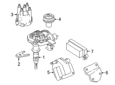 1998 Jeep Wrangler Distributor Engine Controller Module Diagram for R6041622AF