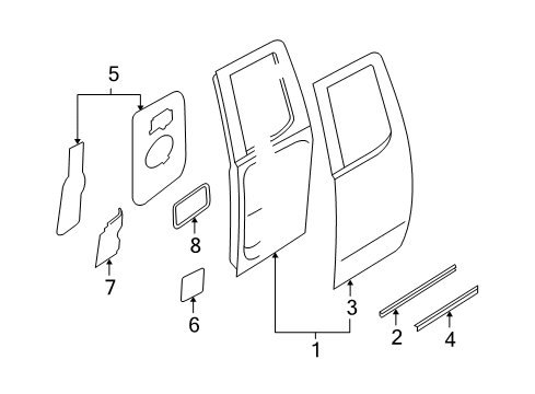 2007 Nissan Titan Rear Door Panel-Rear Door, Outer LH Diagram for 82153-ZR00A